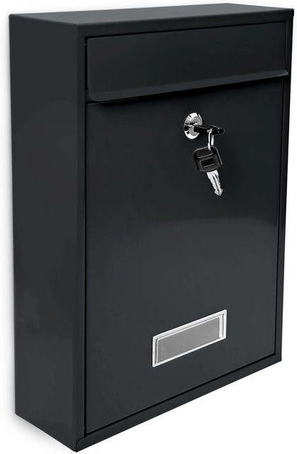 Relaxdays Briefkasten aus Metall in Schwarz, abschließbar, B/T/H: 35 x 26,5 x 8,5 cm - Bild 1
