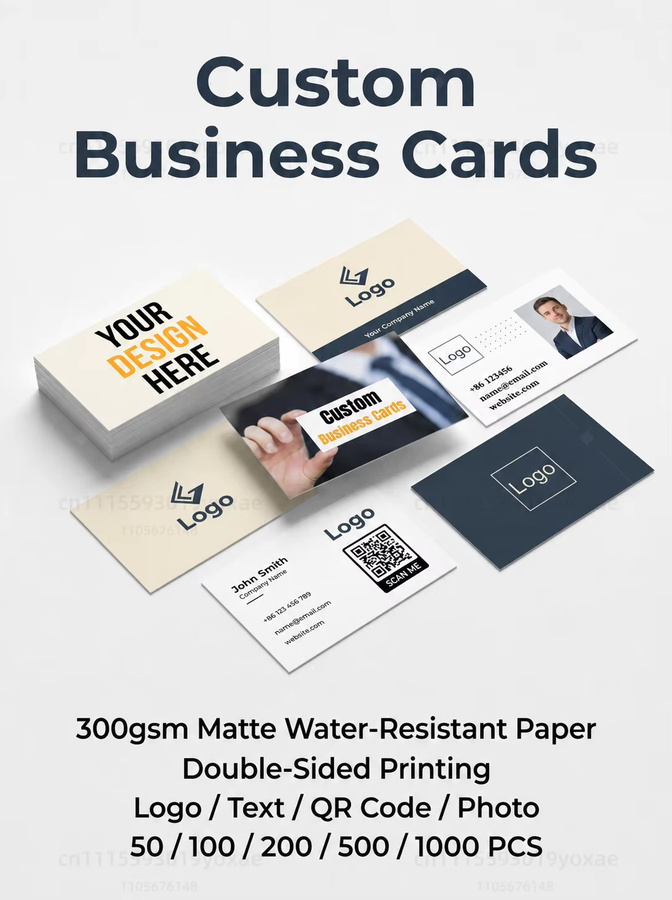 Personalisierte Visitenkarten mit beidseitigem Druck, mattes und wasserbeständiges Papier, 300 g/m², Farbe: Weiß, B/H: 90 x 54 mm - Bild 2
