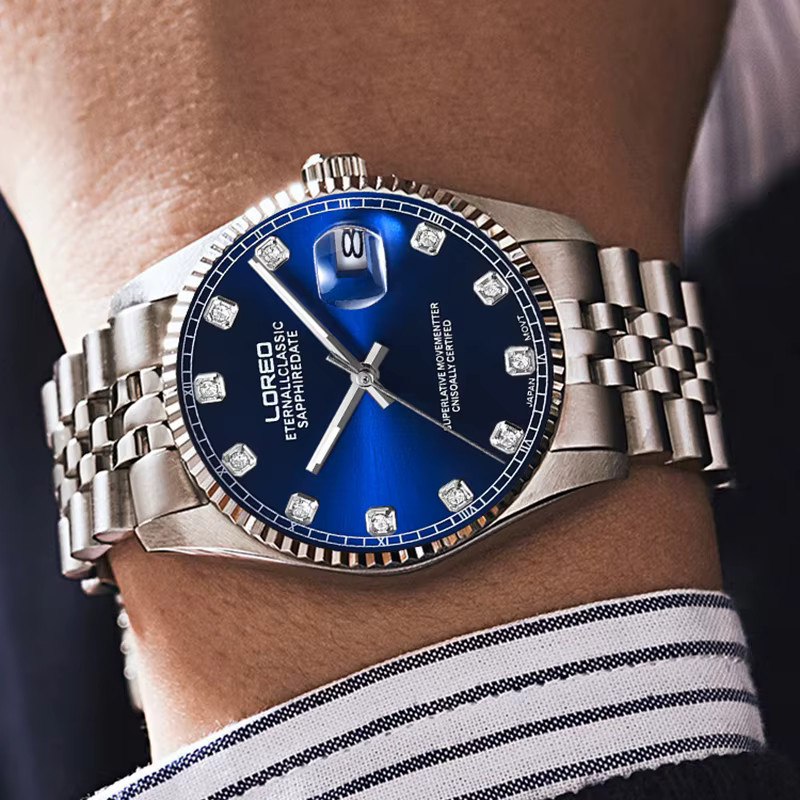 LOREO Armbanduhr Automatik, Edelstahl, Blau, Herren - Bild 3