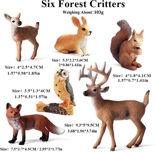 Oenux Wildtiere Wald Actionfiguren 8-teiliges Set ab 3-6 Jahren - Bild 1