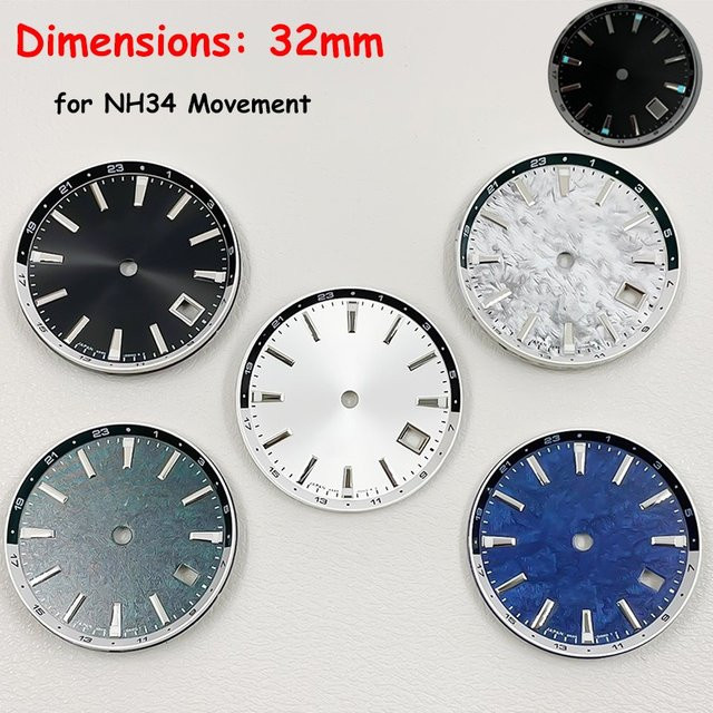 CAOWTAN Uhrenzubehör, Zifferblatt mit Lünette, 32 mm, Schwarz, Unisex - Bild 1