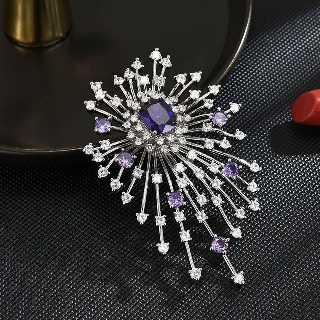 Lucky Star Jewelry Brosche, Zirkon, Feuerwerk, grau, Damen - Bild 1