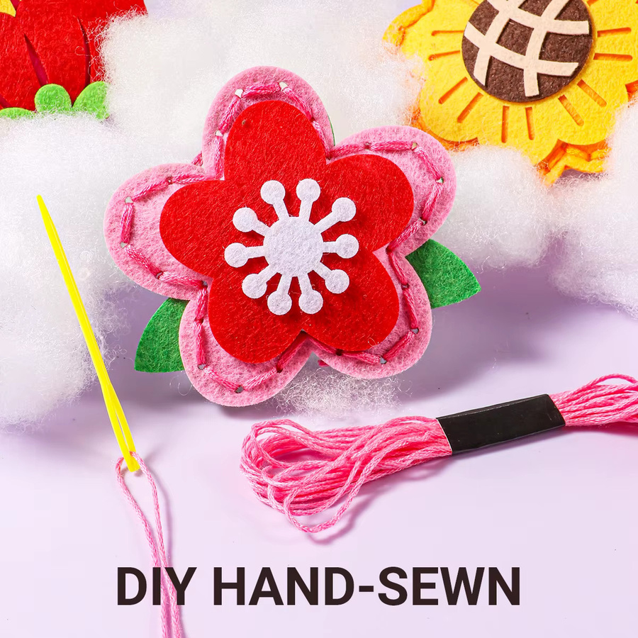 GSF 9-teiliges DIY-Nähset aus Filz mit Blumenmuster und Werkzeug in Mehrfarbig für kreative Handarbeiten - Bild 2