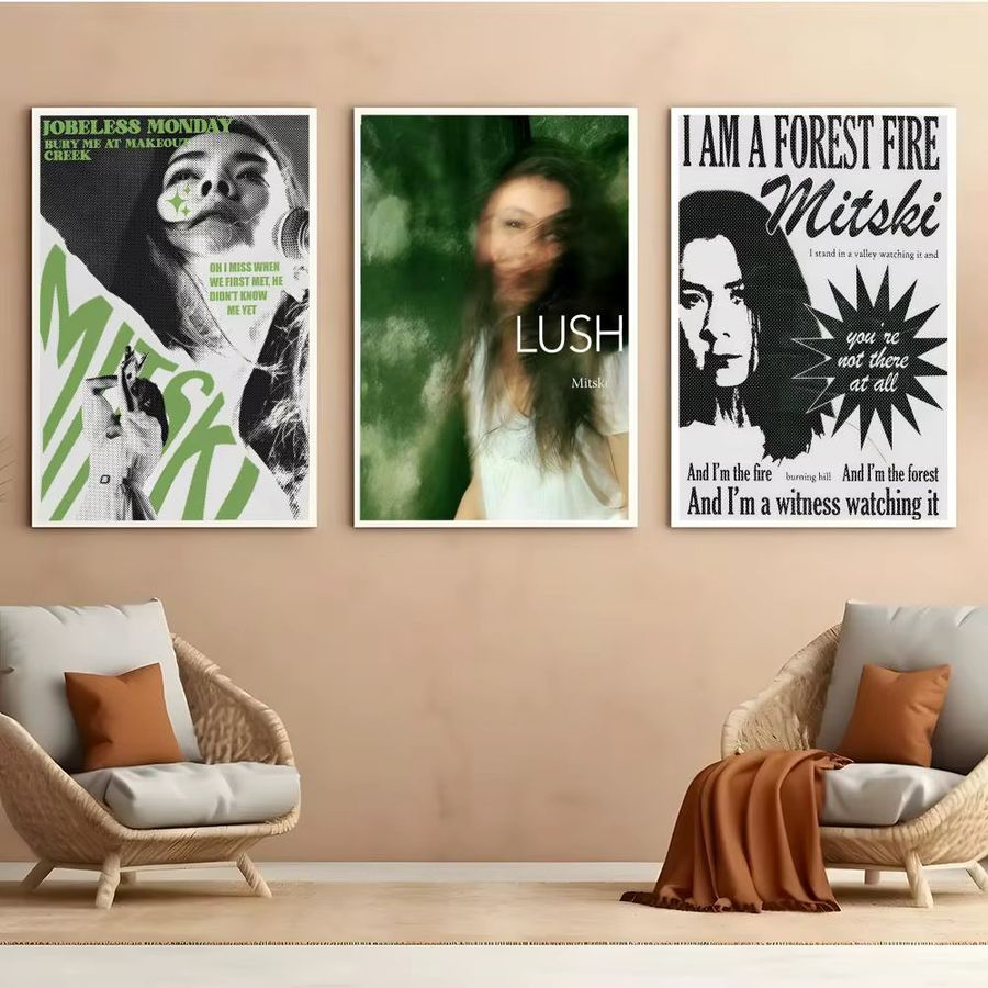 SingerM-Mitski Vintage Poster HD Anime Motiv Wasserdicht Selbstklebend Wanddekoration Schwarz B: 20,0 cm, H: 20,0 cm, T: 15,0 cm - Bild 2