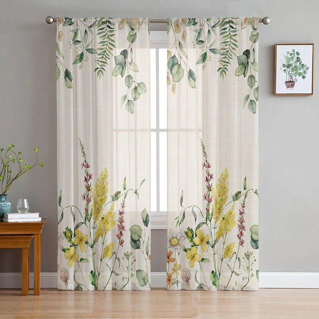A Family Of Home Textiles Transparente Tüll-Vorhänge mit Blumenmuster, Farbe: Weiß/Transparent, B: 135 cm, H: 160 cm, 2er-Set - Bild 1