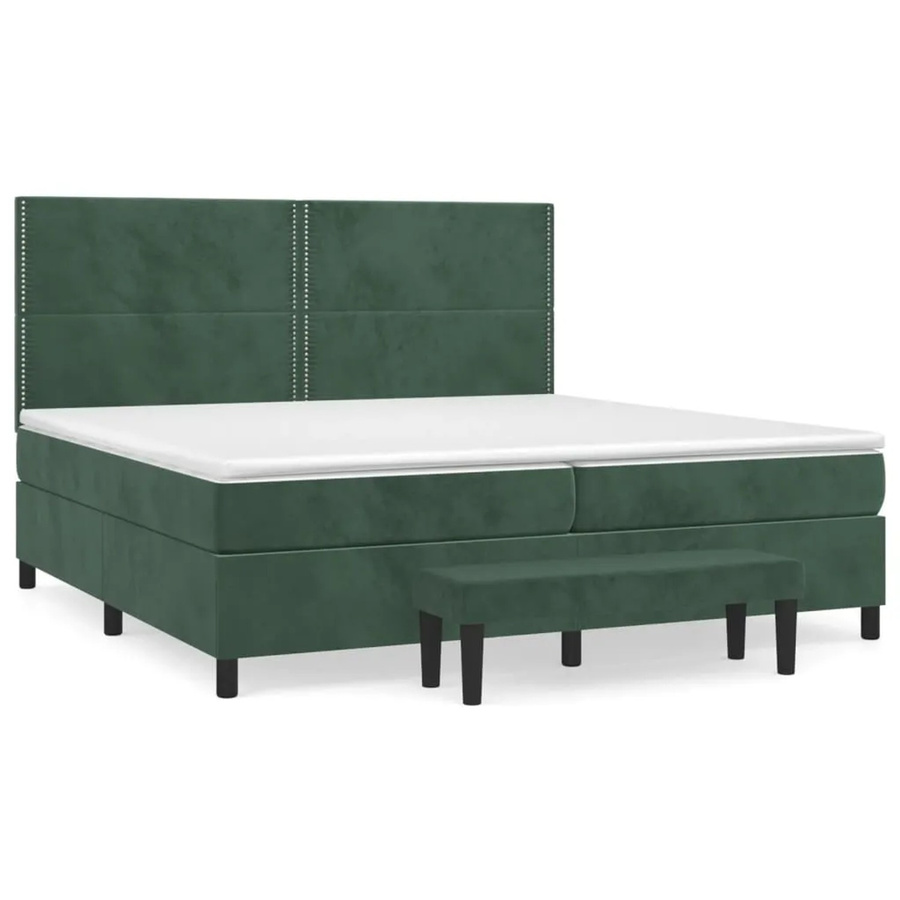 vidaXL Boxspringbett mit Matratze Dunkelgrün Samt B/T/H: 200 x 200 x 203 cm - Bild 2