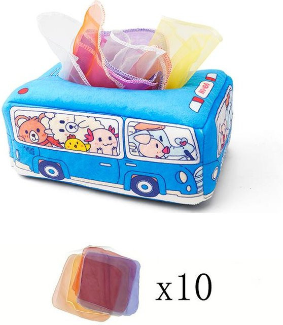 Yiran toy Baby Taschentuchbox Montessori Sensorisches Zupfspielzeug Stoff Bunt - Bild 1