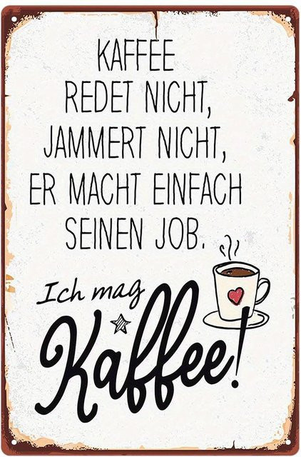 ZX ART Vintage Metallschild Ich mag Kaffee Retro Wanddeko für Küche und Büro B: 20 cm, H: 30 cm - Bild 1