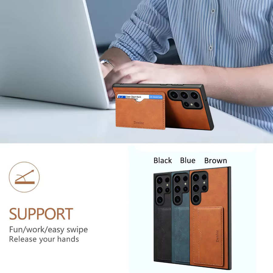 Samsung Hülle aus PU-Leder für S25 Ultra, S24 FE und S25 Edge mit Geldbörsenfunktion, Kartenfächern und Ständerfunktion - Bild 4