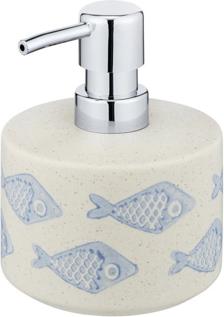 Wenko Seifenspender Aquamarin aus Keramik in Beige und Blau handbemalt - Bild 1