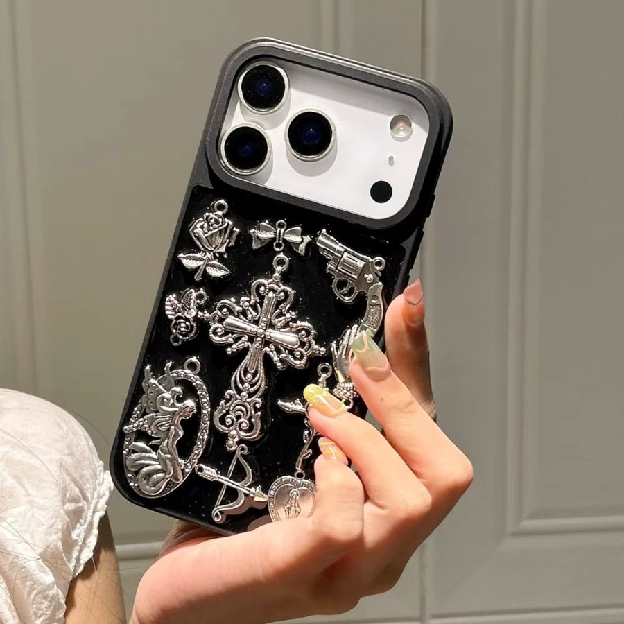 Personalisierbare Handyhülle im dunklen Kreuzpistolen-Design für Apple iPhone 11 bis iPhone 17 Pro Max - Bild 2