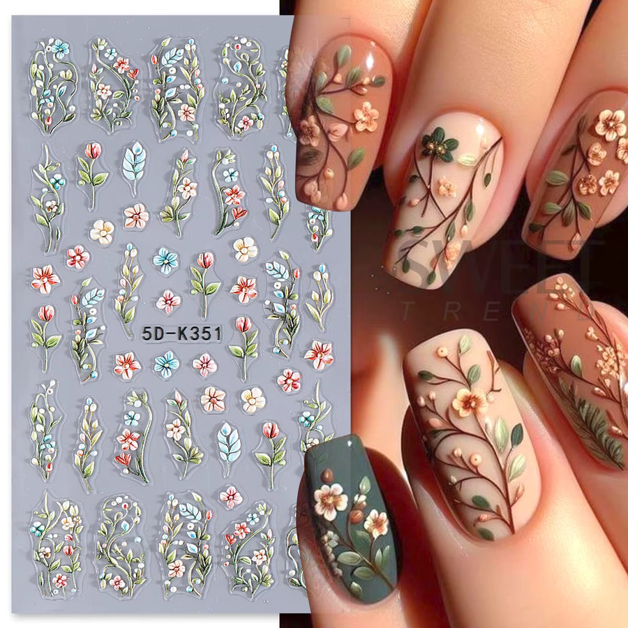 SWEET TREND Nagelaufkleber Blumen Design, 2 Stück, Glänzend - Bild 2