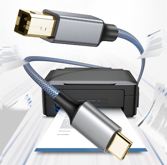 NIERBO USB B auf USB C Druckerkabel aus geflochtenem Nylon für Yamaha Casio Digital Piano und DJ Controller - Bild 1