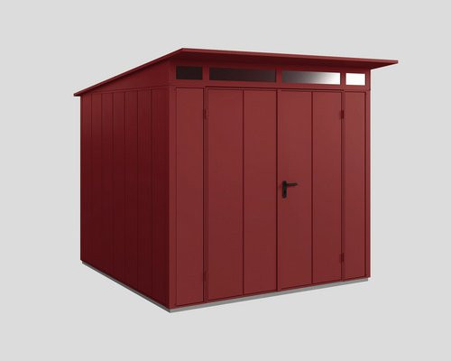 Ecostar Gerätehaus Elegant-P aus Metall in Rot mit Pultdach und Doppeltür, B/H/T: 238 x 232,3 x 238 cm - Bild 1