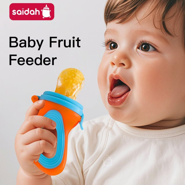 SAIDAH Obst- und Gemüse-Futterspender für Säuglinge mit Silikon-Netzbeutel in Lila und Multicolour - Bild 1