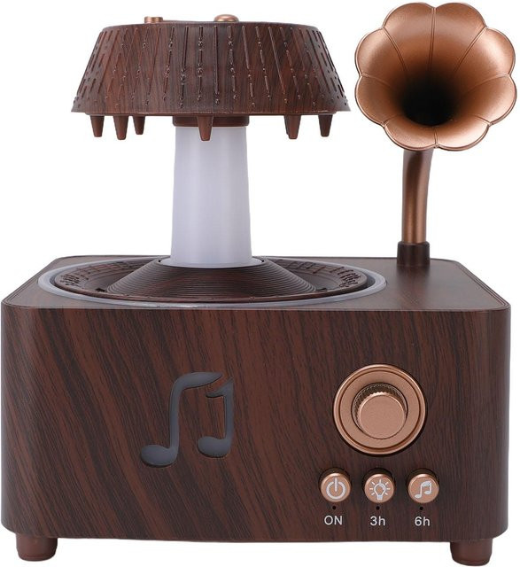 Fishine Aromatherapie Diffusor mit Bluetooth und Fernbedienung, Rotierender Regentropfen Luftbefeuchter in Grau und Braun - Bild 1