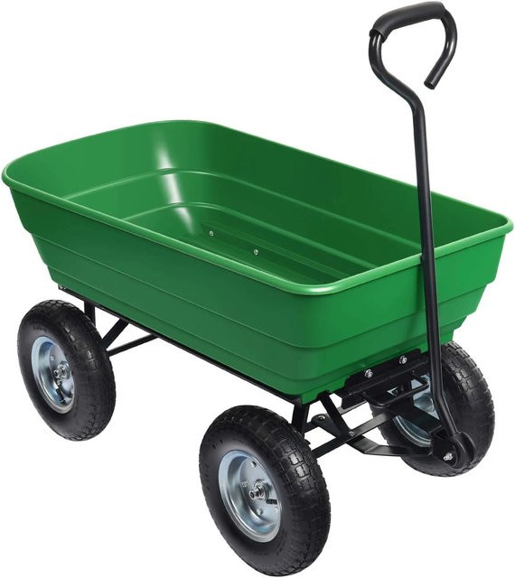 Wiltec Gartenwagen mit Kippfunktion, Transportwagen und Bollerwagen, Fassungsvermögen: 125 l, Tragkraft: 350 kg - Bild 1