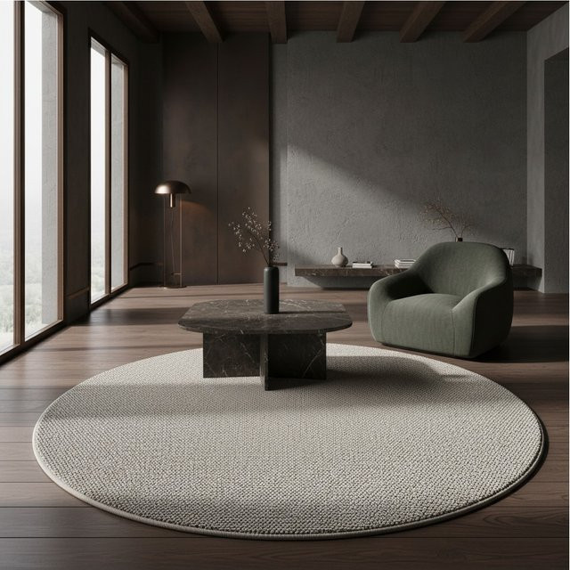 Flachwebteppich CIMA von Kadima Design, rund, beige, Durchmesser: 200 cm - Bild 1