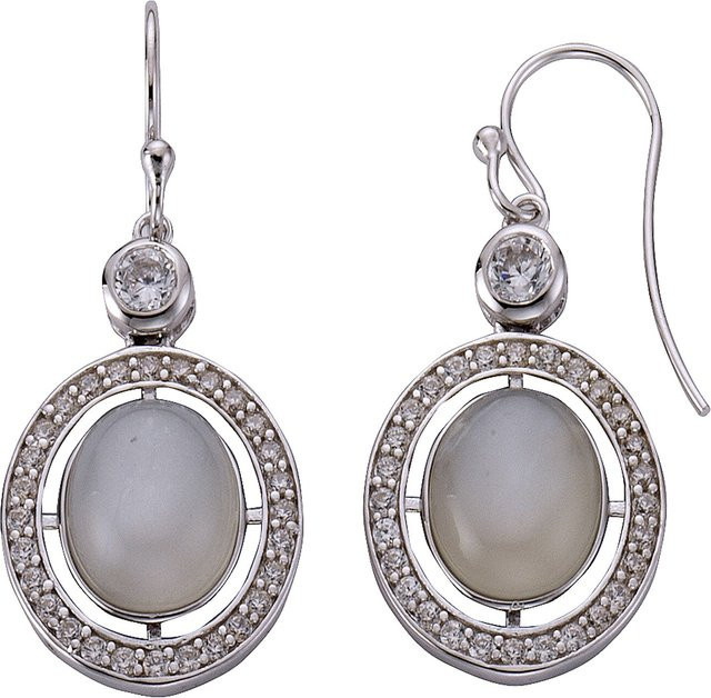 Zeeme Gemstones Ohrringe 925 Silber, Mondstein, Zirkonia, Damen - Bild 1