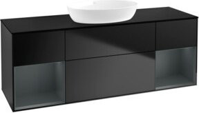 V&B Waschtischunterschrank Finion mit Wandbeleuchtung, Breite: 160 cm, Tiefe: 50,1 cm, Höhe: 50,1 cm, Farbe: Blau lackiert - Bild 1