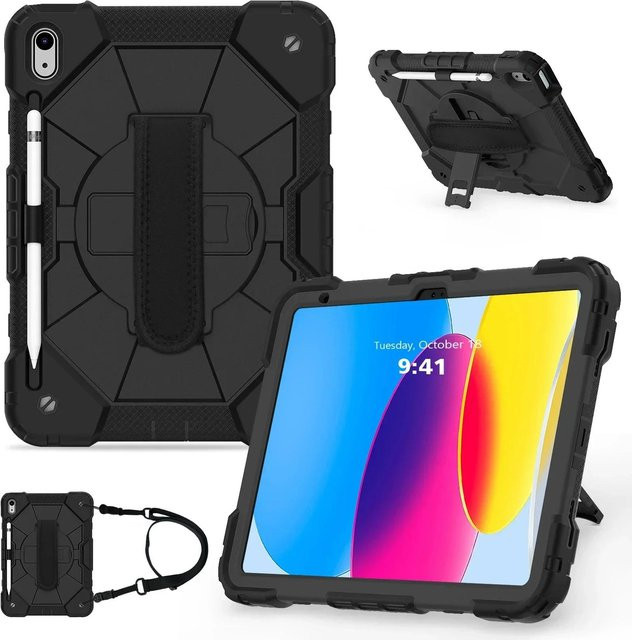 Robuste und stoßfeste Schutzhülle mit Ständerfunktion für iPad Modelle in Schwarz - Bild 1