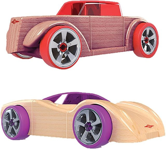 Moni Spielzeugautos aus Holz bunt 2er Set ab 4 Jahre - Bild 1