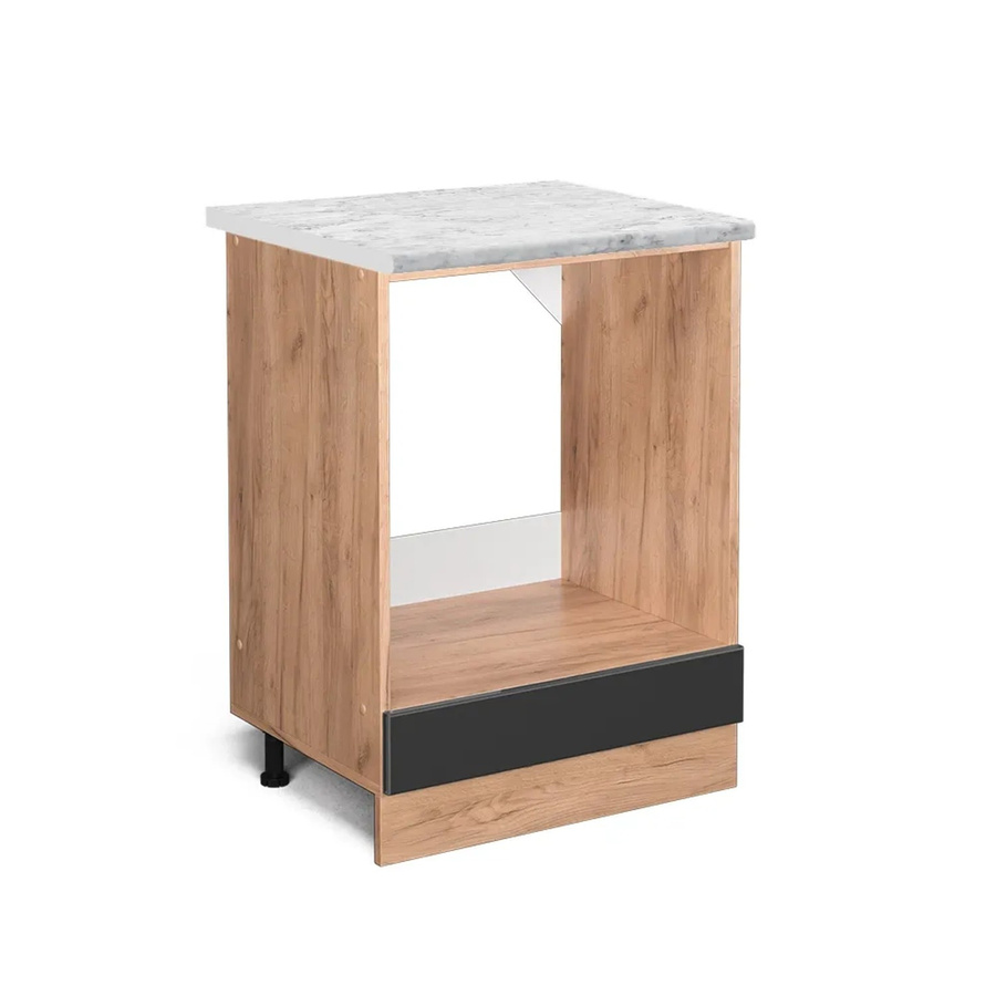 Vicco Herdumbauschrank R-Line in Anthrazit Hochglanz und Goldkraft Eiche mit Marmor-Optik, Breite: 60 cm, Höhe: 81,6 cm, Tiefe: 46 cm - Bild 2