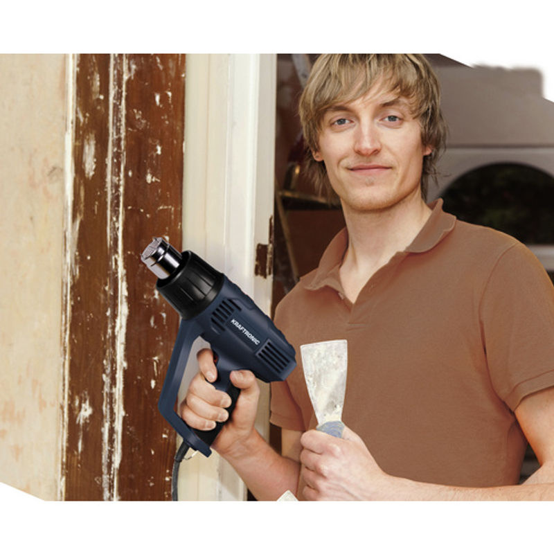 KRAFTRONIC Heißluftpistole KT-HG 2000 mit 2000 W und 2 Temperaturstufen in Schwarz und Blau - Bild 4