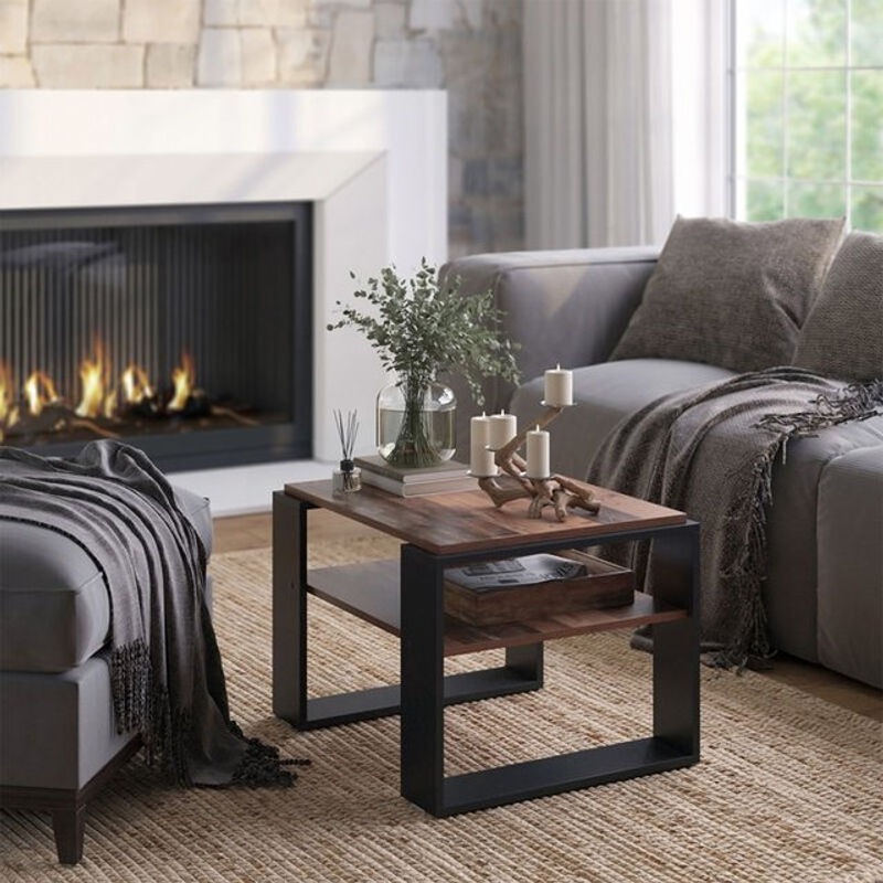 Vicco Couchtisch Helm in Antikholz-Optik Schwarz und Braun mit Ablage, B: 65,6 cm, T: 46,2 cm - Bild 2