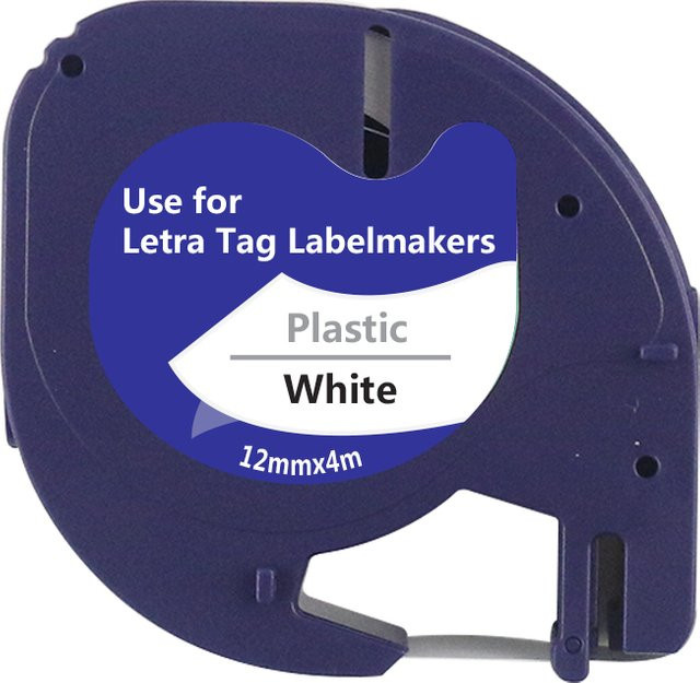 MeaBefit Klebeetikettenband kompatibel mit Dymo LT100H, Breite: 12 mm, Farben: Schwarz und Weiß - Bild 1
