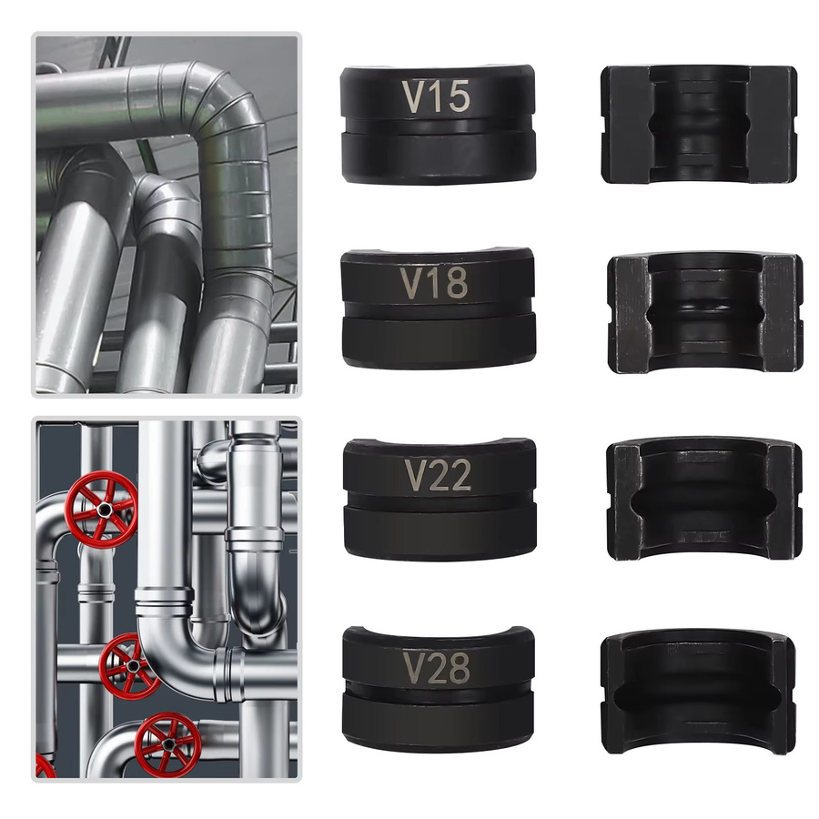Bymaocar Druckbacken-Set für Kupferrohre mit Matrizen V15/18/22/28 mm zum Crimpen - Bild 3