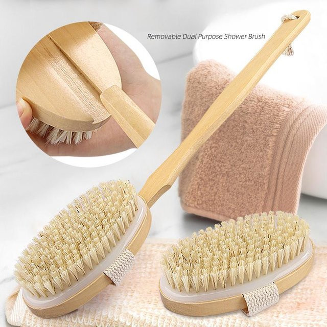 Binchi Health Technology Badbürste mit langem Griff, Beige - Bild 1