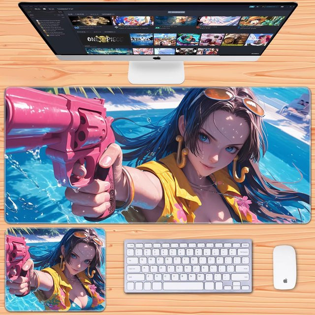 Bandai One Piece Zoro Anime Schreibtischunterlage aus Leder, großformatige rutschfeste und schmutzabweisende Tastaturmatte in Multicolour - Bild 1