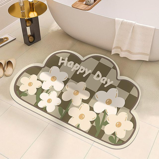 Yiran Furniture Badezimmer Bodenmatte aus Kieselgur, schnelltrocknend und rutschfest, Braun, B/T: 60 x 40 cm - Bild 1