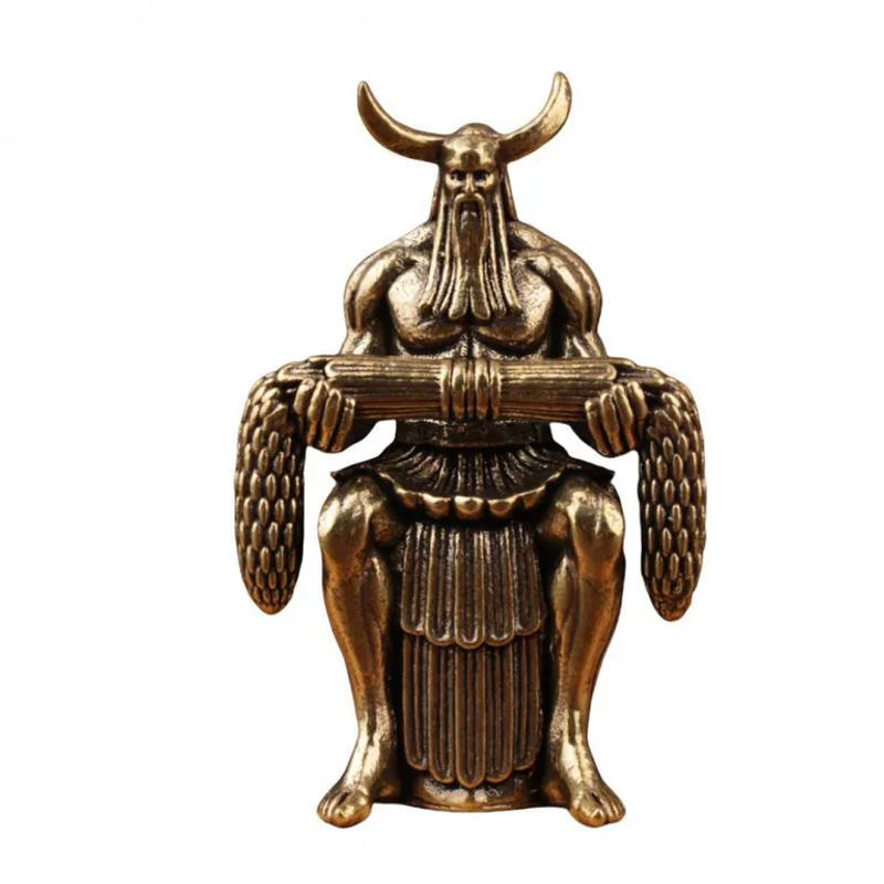 Ruilang Shennong Kaiser Yan Statue Antike Fünf Kaiser Figur Skulptur aus Messing in Gold - Bild 3
