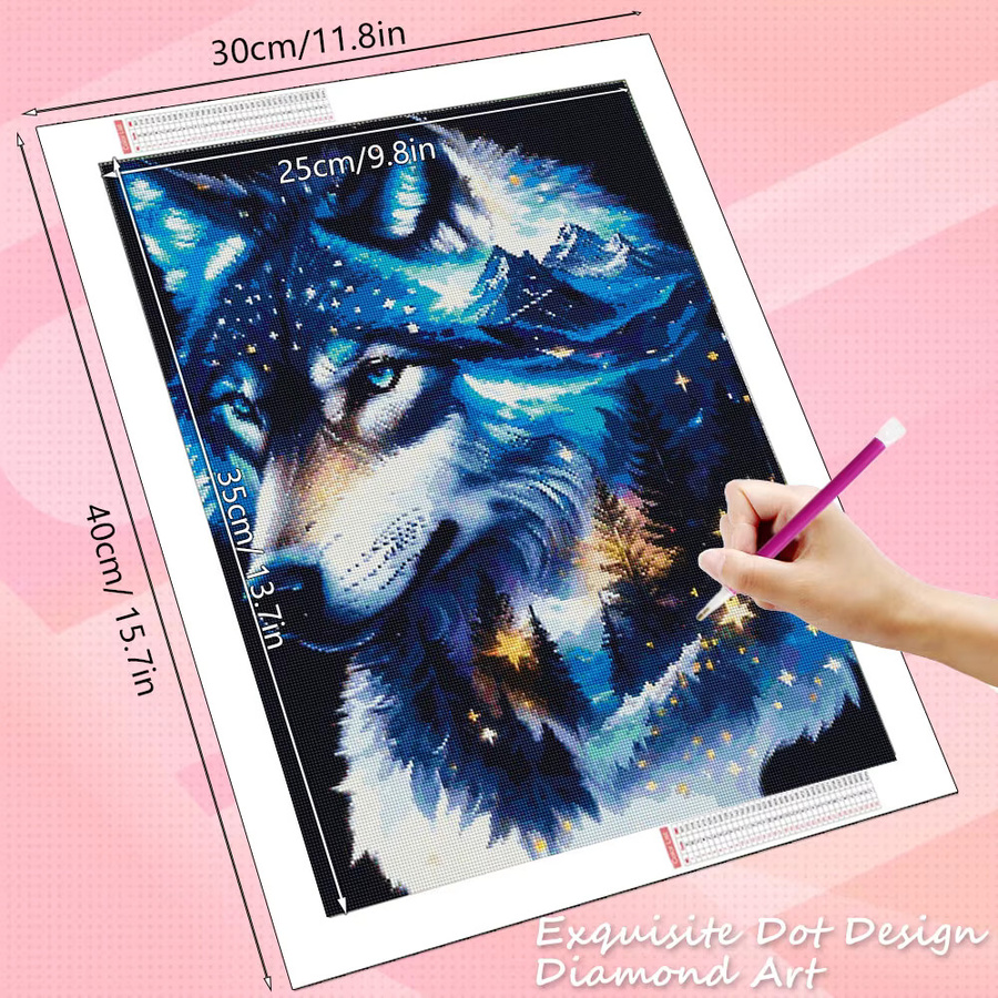 HUACAN Diamond Painting Wolf Motiv als 5D Mosaik Set in Multicolor, B/H: 30 x 20 cm - Bild 2