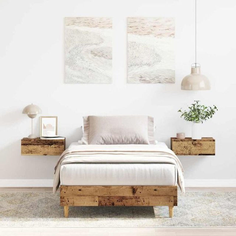 Vidaxl Einzelbett Bettgestell in Landhaus-Optik aus Eukalyptus und Holzwerkstoff, Braun, B/T/H: 100 x 200 cm - Bild 1
