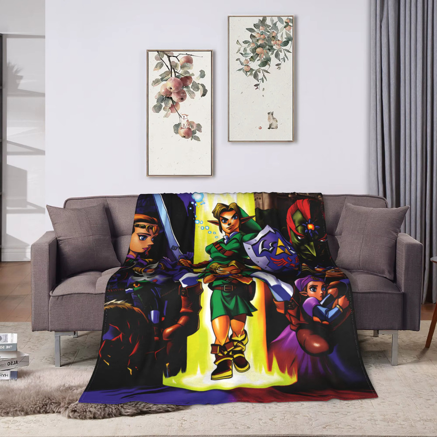 Potdemiel Link Cartoon Z-Zelda Kuscheldecke aus Flanell, weiche Plüschdecke in Mehrfarbig für Sofa und Bett - Bild 2