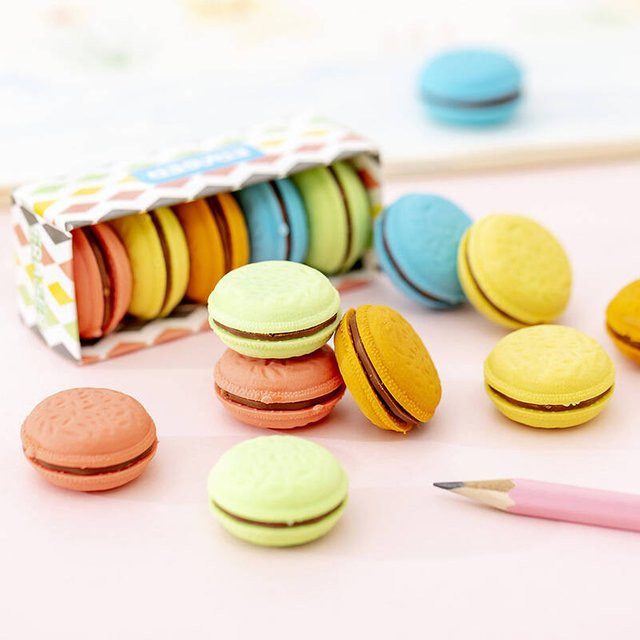 Lytwtw's Kawaii Macaron Radiergummis in bunt für Schule und Büro - Bild 1