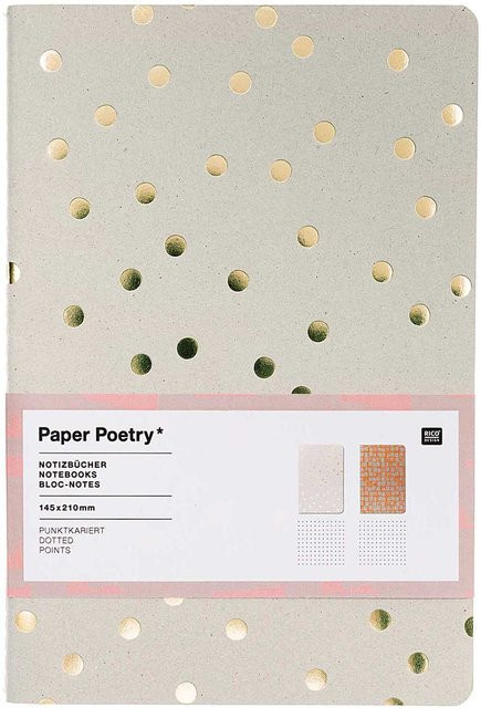 Rico Design Paper Poetry Notizbuch A5 gepunktet in Karamell und Grau - Bild 1