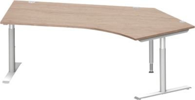 Schäfer Shop Genius Winkelschreibtisch MODENA FLEX 135 Grad mit T-Fuß-Rundrohr, Eiche-Dekor und Weißalu, Breite: 216,5 cm - Bild 1