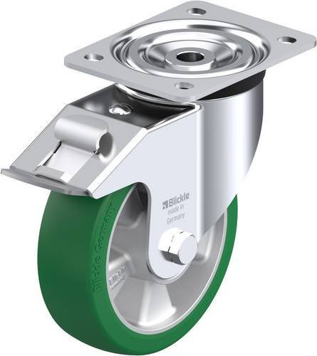 Blickle L-ALST 160K-FI Lenkrolle mit Feststeller in Silber und Grün, Rad-Durchmesser: 160 mm, Tragfähigkeit: 400 kg - Bild 1