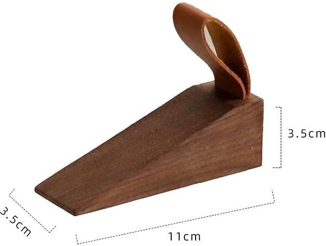 BigBee Holztürstopper in Braun als robuster Anti-Rutsch Keil zur Vermeidung von Zuschlagen für Schlafzimmer, Büro und Wohnzimmer - Bild 1