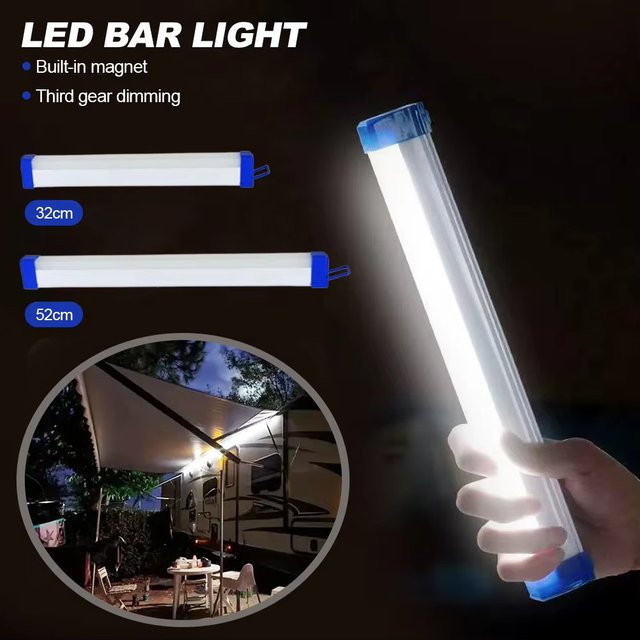 Heinast LED-Balkenlicht in Weiß und Blau, wiederaufladbare zylindrische Campinglampe mit magnetischer Aufhängung für Garten und Notfälle - Bild 1