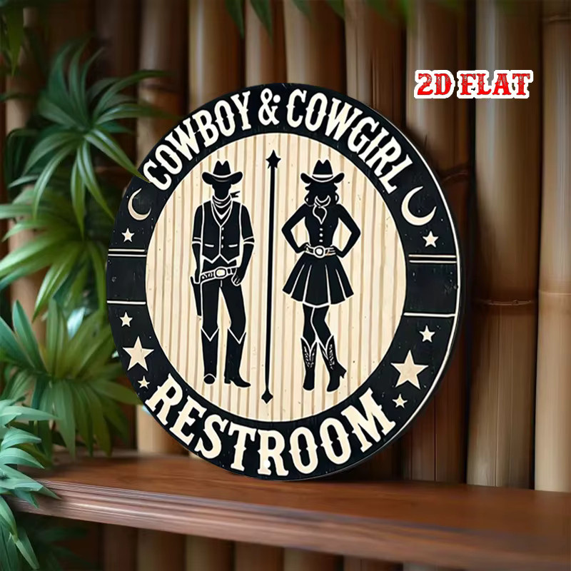 Potdemiel Vintage Western Cowboy & Cowgirl Toilettenschild aus Metall, rustikale Wanddekoration in Mehrfarbig, Breite: 7,8 cm, Höhe: 7,0 cm, Tiefe: 7,0 cm - Bild 5