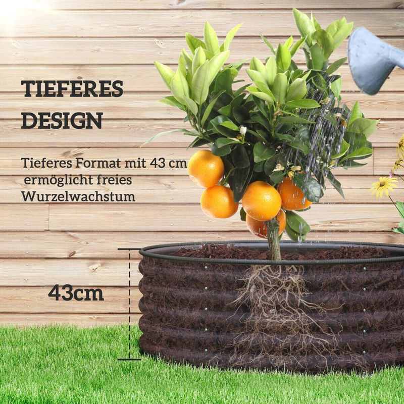 Outsunny Hochbeet aus Stahl in Dunkelgrau, stapelbares Pflanzbeet für Garten und Balkon, B/H/L: 120 x 43 x 120 cm - Bild 6