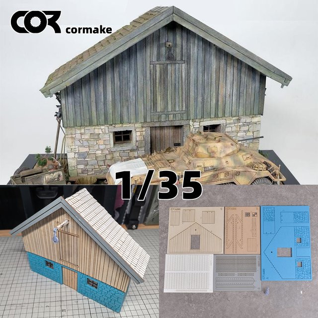 CorMake Bauernhof, Architektonisches Lagerhaus-Modell, Diorama-Bausatz, Maßstab 1:35 - Bild 1