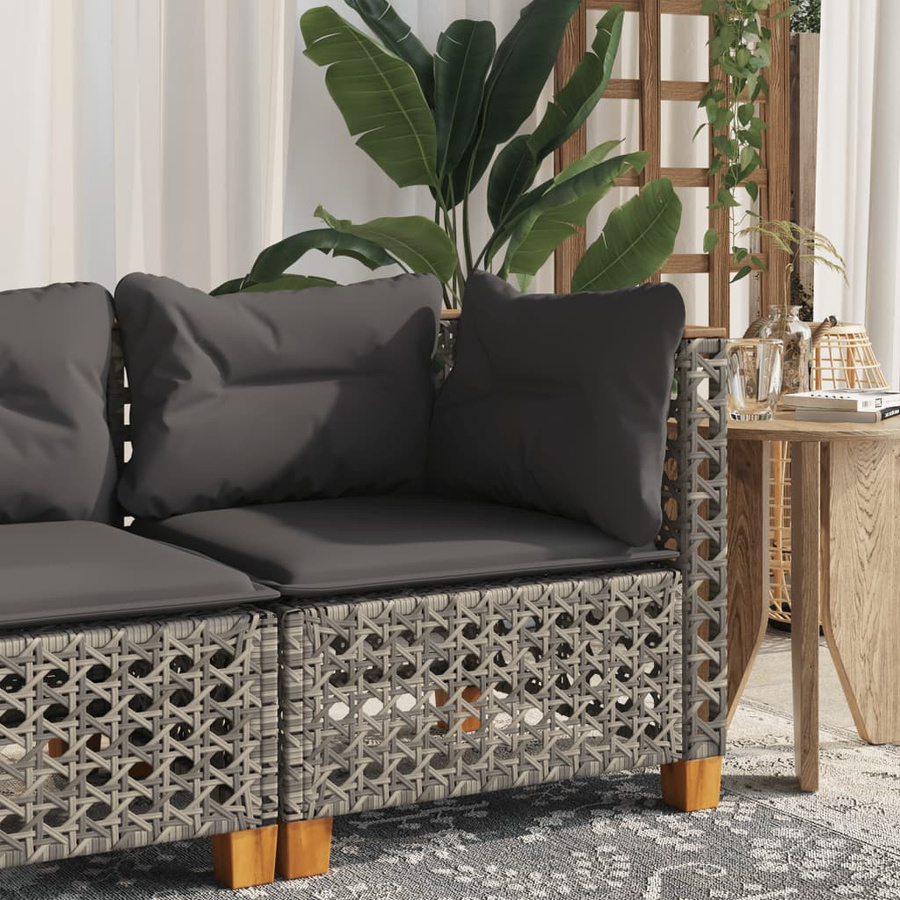 Modernes Garten Ecksofa von VD Home Furnishing aus grauem Poly-Rattan mit Polsterkissen - Bild 3