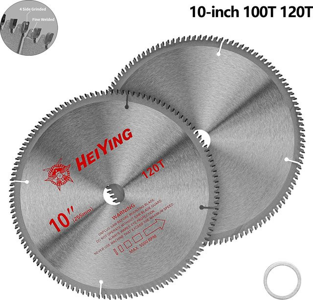 NuoDunco 10 Zoll Kreissägeblatt aus Legierung für Hartholz, Faserplatte und PVC, Farbe: Silber, Durchmesser: 254 mm - Bild 1