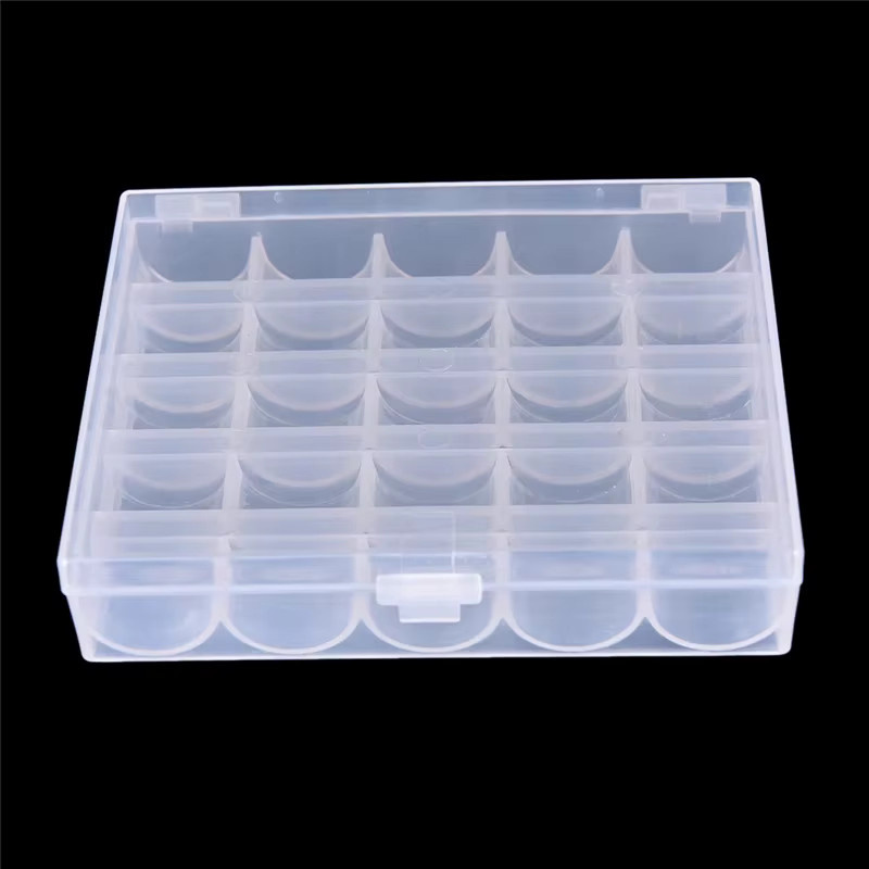 ouhoe Spulenrollen Aufbewahrungsbox aus Kunststoff für 25 Spulen, transparent - Bild 4
